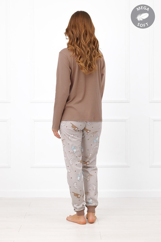 Italian Fashion Filomena pijama larga para mujer Mega Soft con gatos y bolsillos