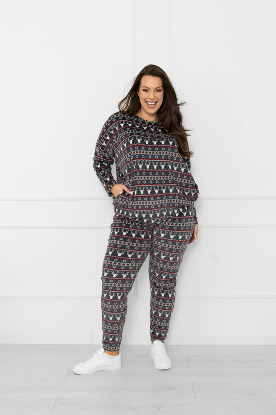 Conjunto de señora Navara - conjunto de forro polar con motivos navideños y renos Italian Fashion - grafito