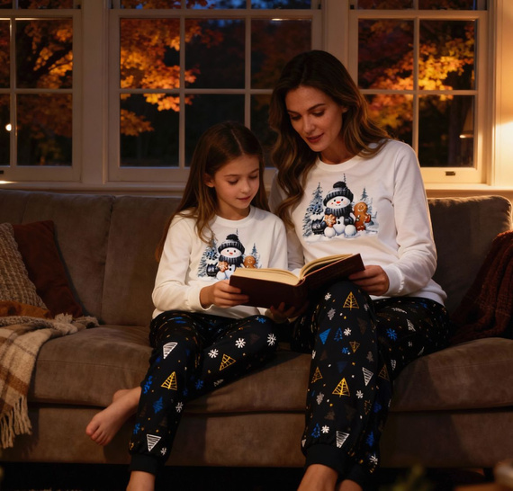 721/427 Snowy Day Pijama de señora Cornette crudo - algodón, manga larga | Cálido y confortable