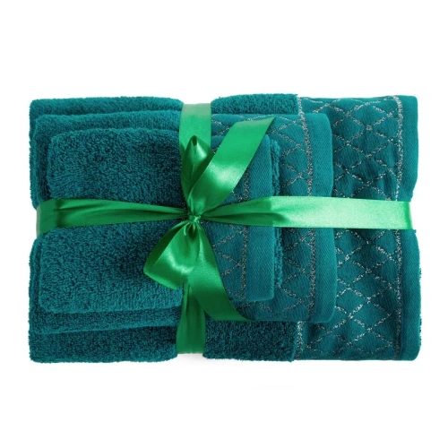 Set de toallas Eurofirany 3 piezas suaves absorbentes elegantes Layla dark turquoise