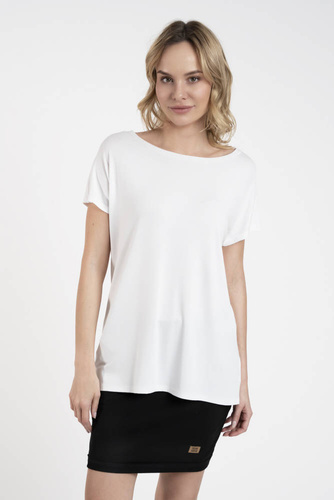 Ksenia Blusa manga corta Moda Italiana - blanco