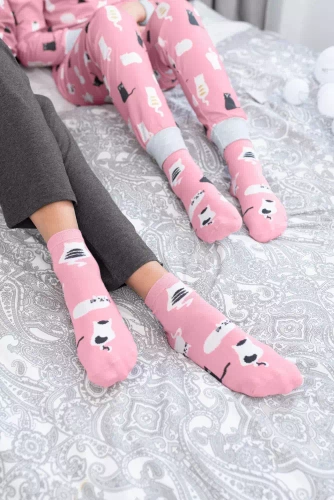 S124Z Bami Socks Calcetines Moda Italiana rosa/blanco/grafito