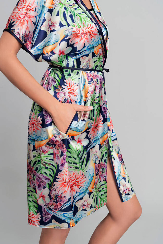 Albornoz Polynesia Ladies Moda Italiana - estampado floral