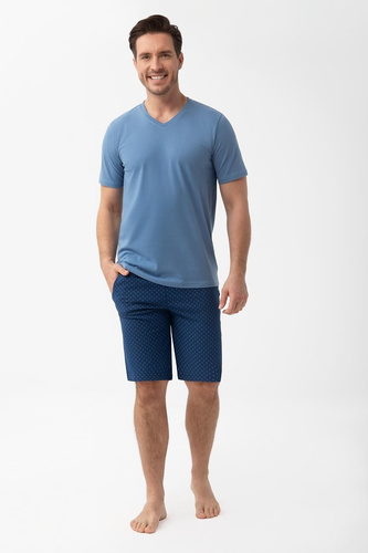 Pijama hombre Luna 1602 algodón con cuello V y pantalón corto estampado