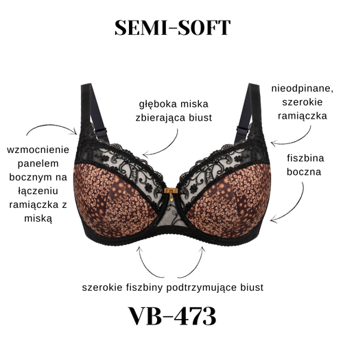 Vena VB-473 negro-canela – sujetador estable K15 para busto medio y grande