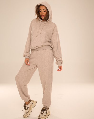 De Lafense Dune 075 chándal de mujer de algodón sudadera con capucha pantalón beige melange