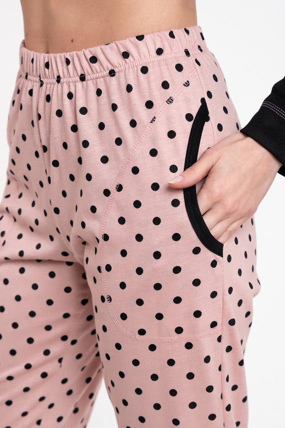 Bonilla Pijama Mujer manga larga, pantalón largo Moda Italiana negro/estampado