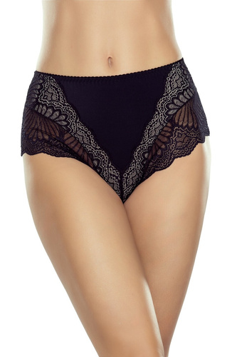 Eldar Viana negro - braga moldeadora, talle alto, ribete de encaje, microfibra