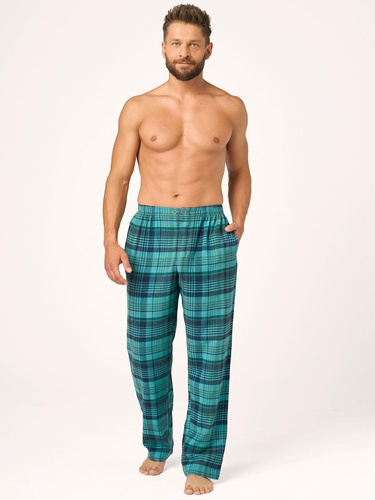 Pantalones de pijama para hombre Key MHT 048 verdes de franela 100% algodón