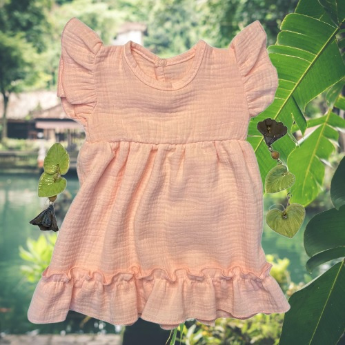 Mamatti SA50406 vestido infantil de muselina rosa ligero y transpirable