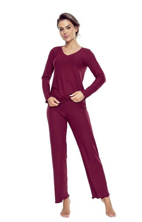 Rosaria Eldar First Lady granate - Pijama de mujer de viscosa, conjunto con pantalón largo