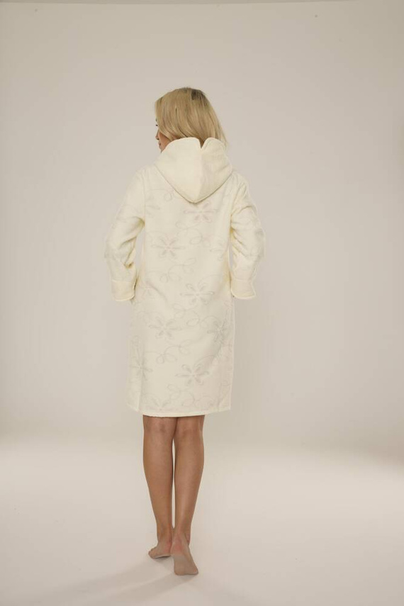 409 Albornoz corto jacquard de señora De Lafense- crudo