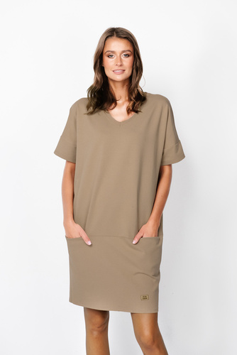 Karina Túnica de manga corta para mujer Italian Fashion - camel