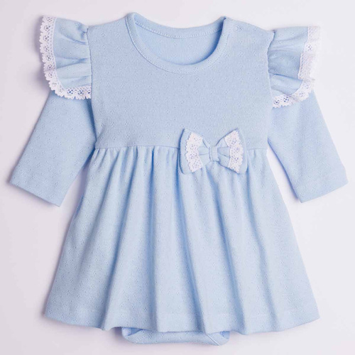 224036 Nicol Vestido-Body para niña azul 100% algodón calado