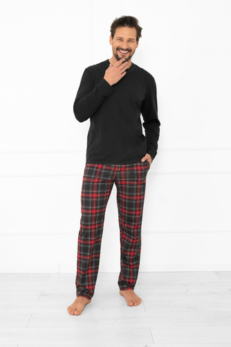 Rusoli pijama de los hombres Moda italiana melange oscuro - algodón a cuadros, largo, cómodo