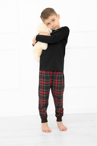 Pijama Rusoli para niños Italian Fashion dark melange - algodón, largo, estampado navideño