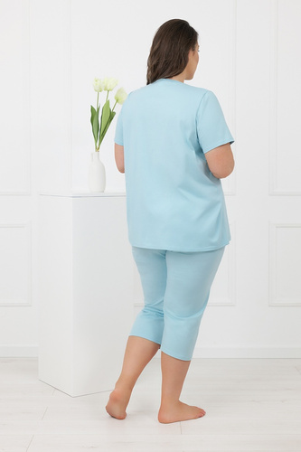Hemaria Italian Fashion pijama de mujer de algodón 3/4 talla plus turquesa