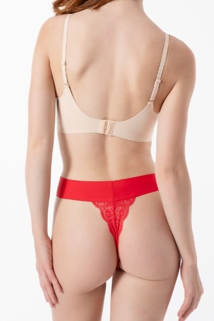 Julimex Scarlet String Maxi rojo - tanga sin costuras con encaje Línea Invisible