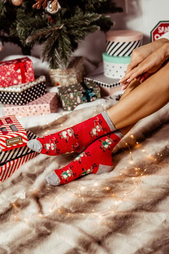 1283.002 Reno de pie Milena - Calcetines de Navidad para mujer, Rojo