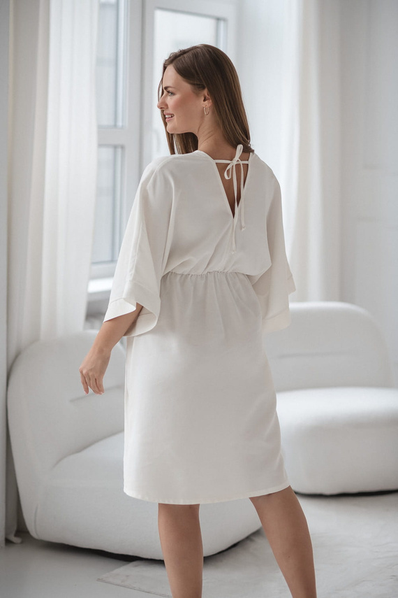 Vestido de maternidad y lactancia Mama Zen Milk&Love crema - kimono con cremalleras, modal