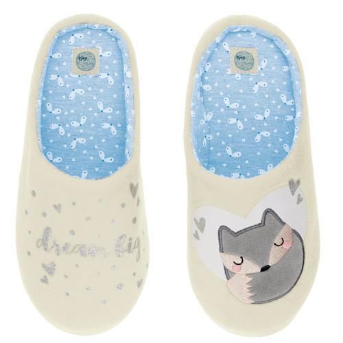 Fixy Sorbetto ecru - cálidas zapatillas de mujer con suela antideslizante y estampado