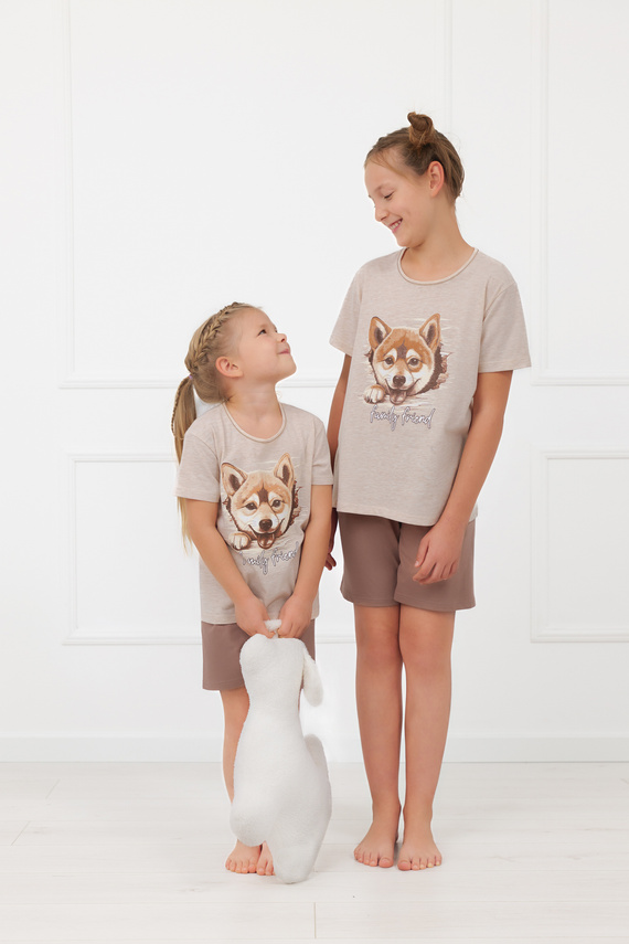 Pijama niña Shiba Italian Fashion 100% algodón shorts