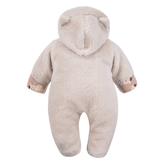 Mono para bebé Beary Cool Eevi - piel de cordero, beige, con orejas y cremallera
