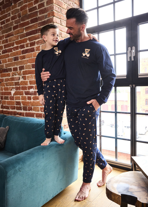 939/300 Big Boss Cornette - pijama de hombre azul marino, algodón, estampado