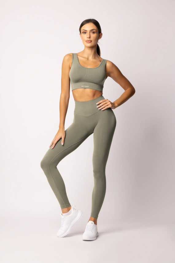 Leggings de mujer SPAIO Flex Innergy 2.0 verde sin costuras, soporte de recuperación