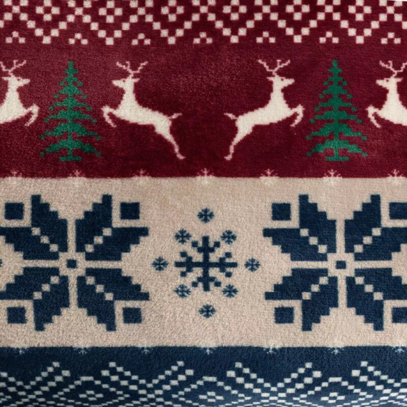 Eurofirany Manta de Navidad azul marino rojo con motivos escandinavos - colcha de microfibra suave, 240 g/m²