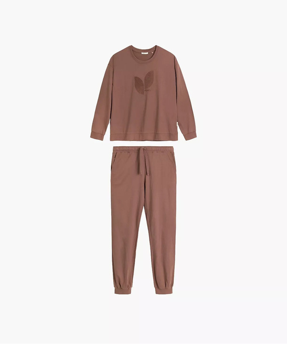 Atlantic NLP-517 Pijama larga de mujer 100% algodón con puños marrón