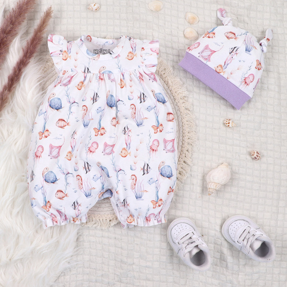 ABN-5481 Pelele para bebé Underwater World Nini - algodón orgánico, manga corta