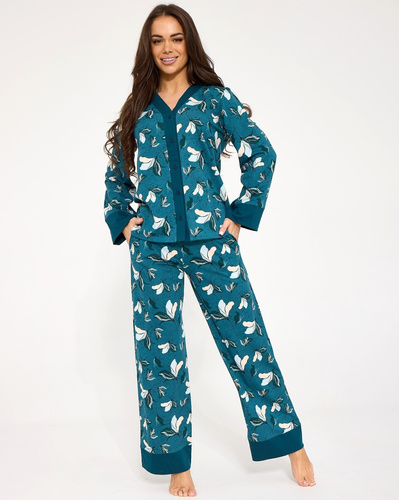 Pijama de mujer Cornette 514/509 Virginia azul 100% algodón con botones