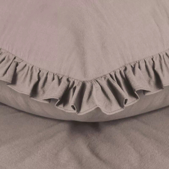Ropa de cama de algodón con volante Eurofirany 100% algodón con cremallera color polvo