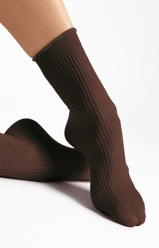 G 1195 Sassy Calcetines de mujer Fiore 40 den chocolate - acanalado, brillante