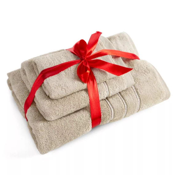 Set de toallas Eurofirany 3 piezas suaves absorbentes elegantes Sibel beige