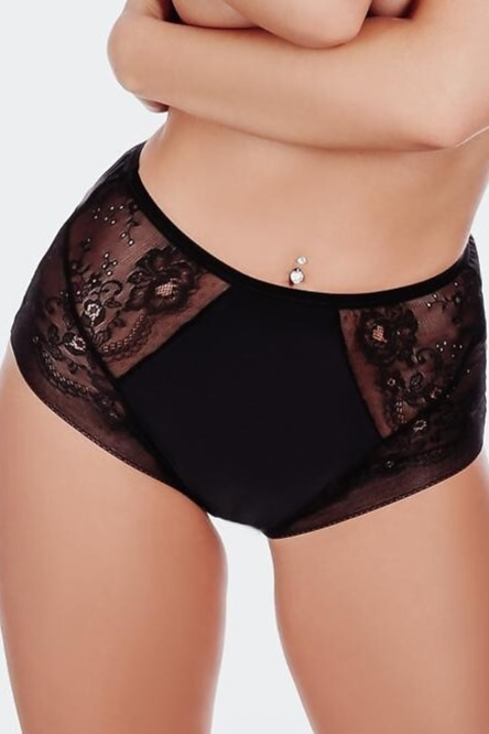 FUNNY DAY Fiamma Braguitas Mujer Cintura Alta Microfibra Encaje Confort negras