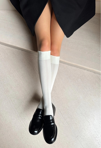 Calcetines de soltera Laura Veneziana - microfibra, rayas anchas, ribete no planchado