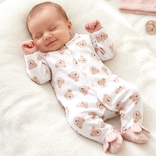 ABN-5356 Pijama para bebé Sweet Bears Nini | Algodón orgánico, cierre con automáticos