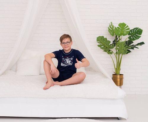 Gibson Pijama de manga corta para niño, pantalón Italian Fashion - azul marino