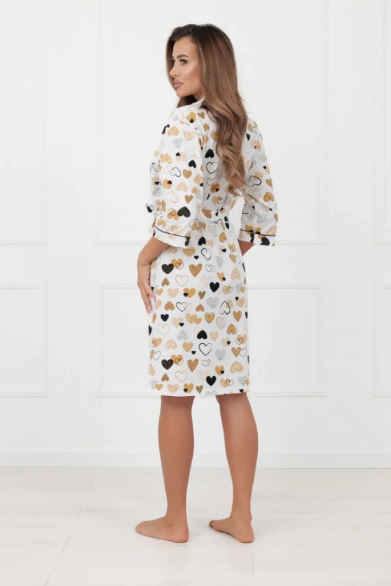 Bata de señora Soreno Italian Fashion - algodón, manga 3/4, atada