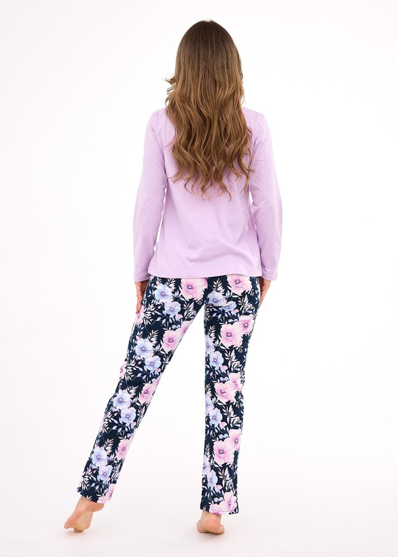 Natalie 145/462 Cornette pijama de mujer de algodón brezo, manga larga, estilo y comodidad para todos los días