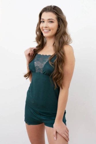 Intriga Pijama de tirantes estrechos, pantalón corto Moda Italiana- zelona
