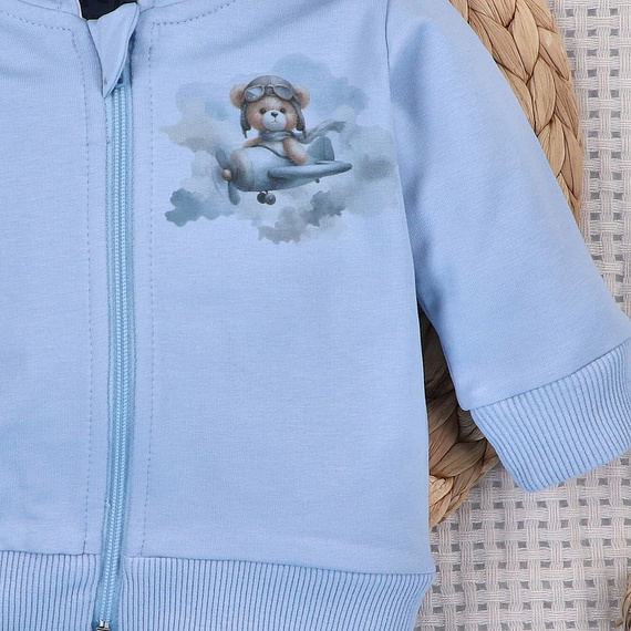 NINI Baby Bear Pilot sudadera orgánica para bebé con cremallera ABN-5751/BLE