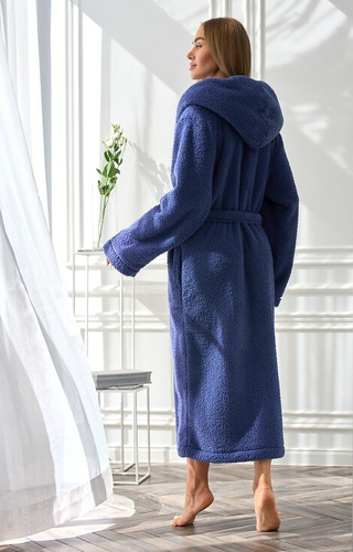 2556 Heaven Bata larga de mujer L&L con capucha - azul marino