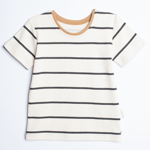 Nicol Olo 222138 camiseta de niño a rayas 100% algodón crema