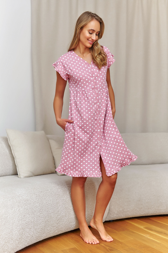 7303 Doctor Nap - Camisón de embarazo y lactancia | Algodón con elastano, fabricación polaca - mousse moca