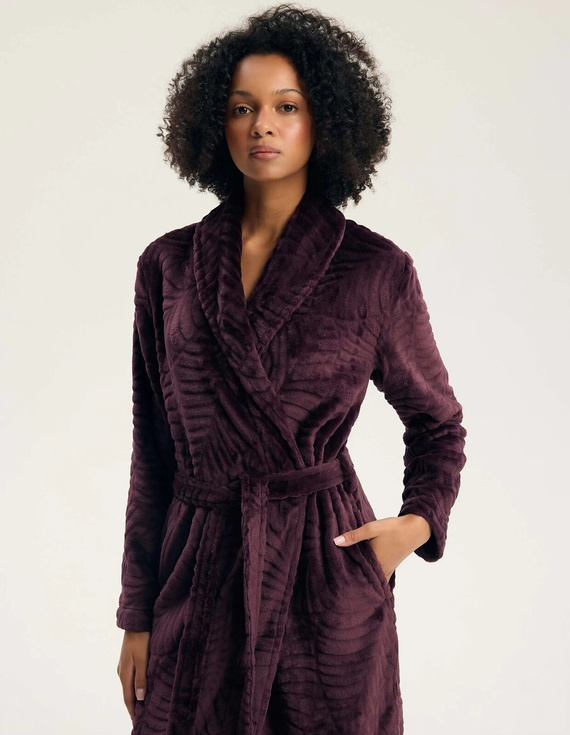 Henderson Gata 45414 Bata de mujer Dark Violet suave con bolsillos