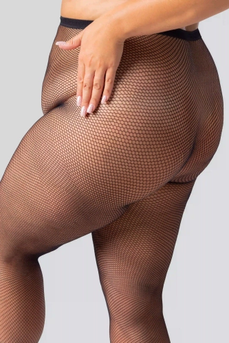Rete Cabaret medias Queen Size - negro, malla pequeña, elegante y cómodo