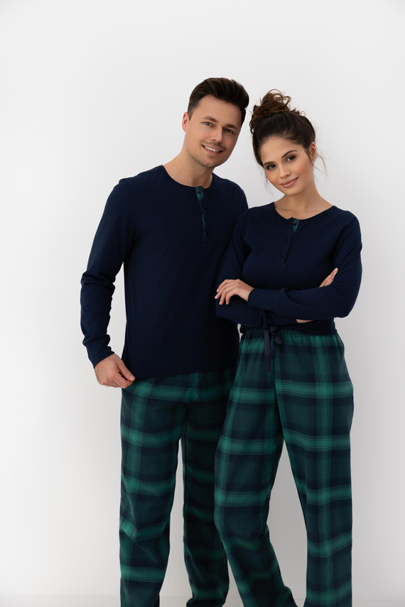 Pijama de hombre Luke Sensis - algodón, largo, verde a cuadros